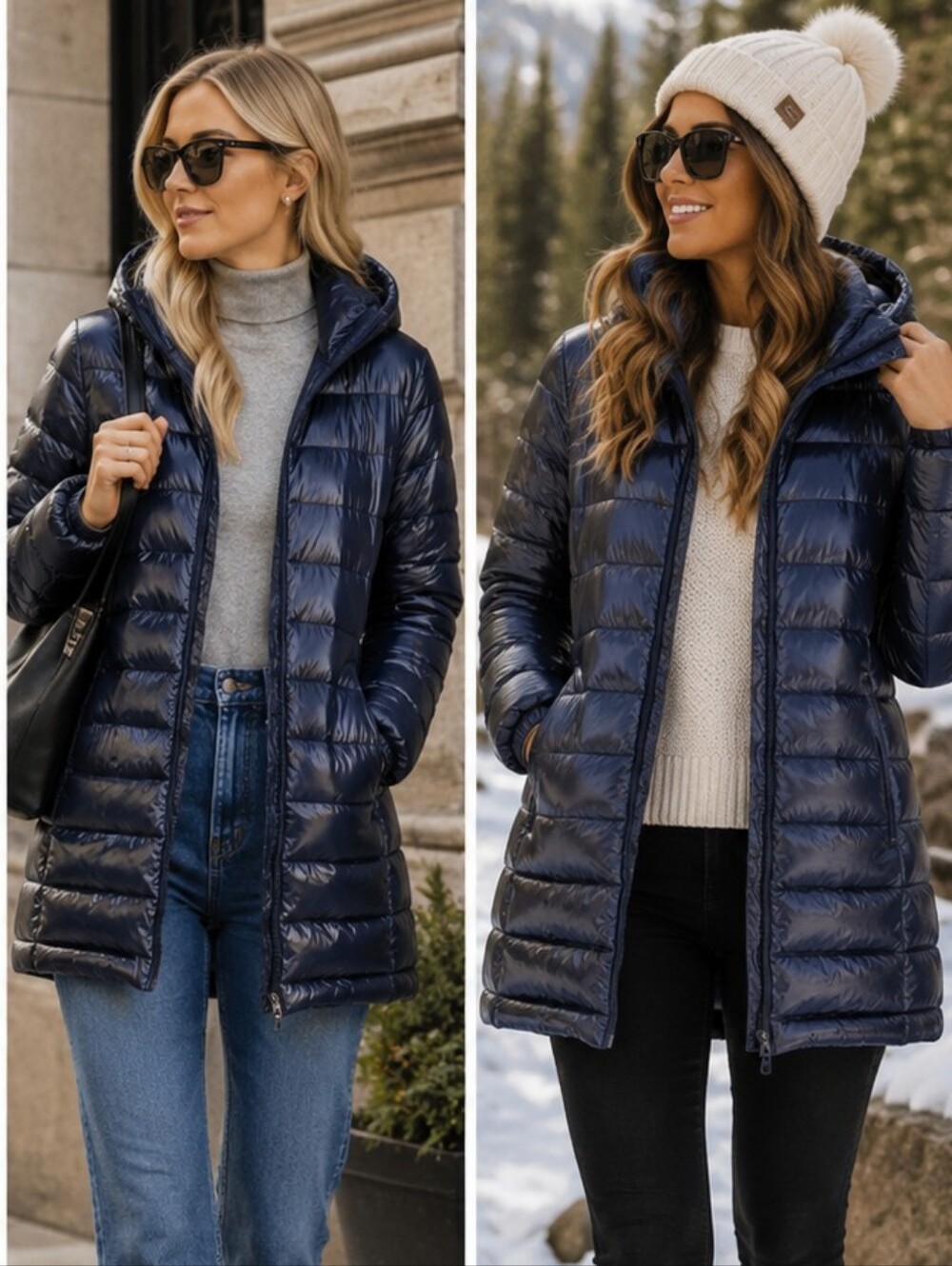 Swiss Tech Women's Hooded Mid Length Puffer Jacket 🌿🌿